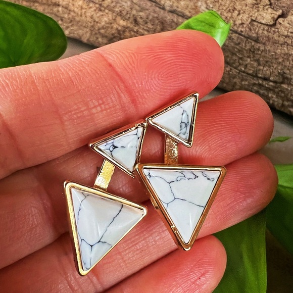 Open Your Mind Howlite Stone Healing Double Sided Earrings - Picture 2 of 6